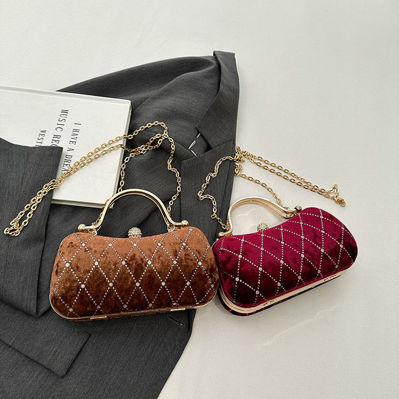 Wholesale velvet ladies shoulder bag Christmas party clutch shoulder bag